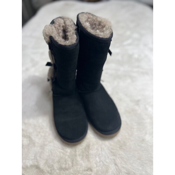 Koolaburra Victoria Spencer suede black fur boot women size 7 - Picture 3 of 9